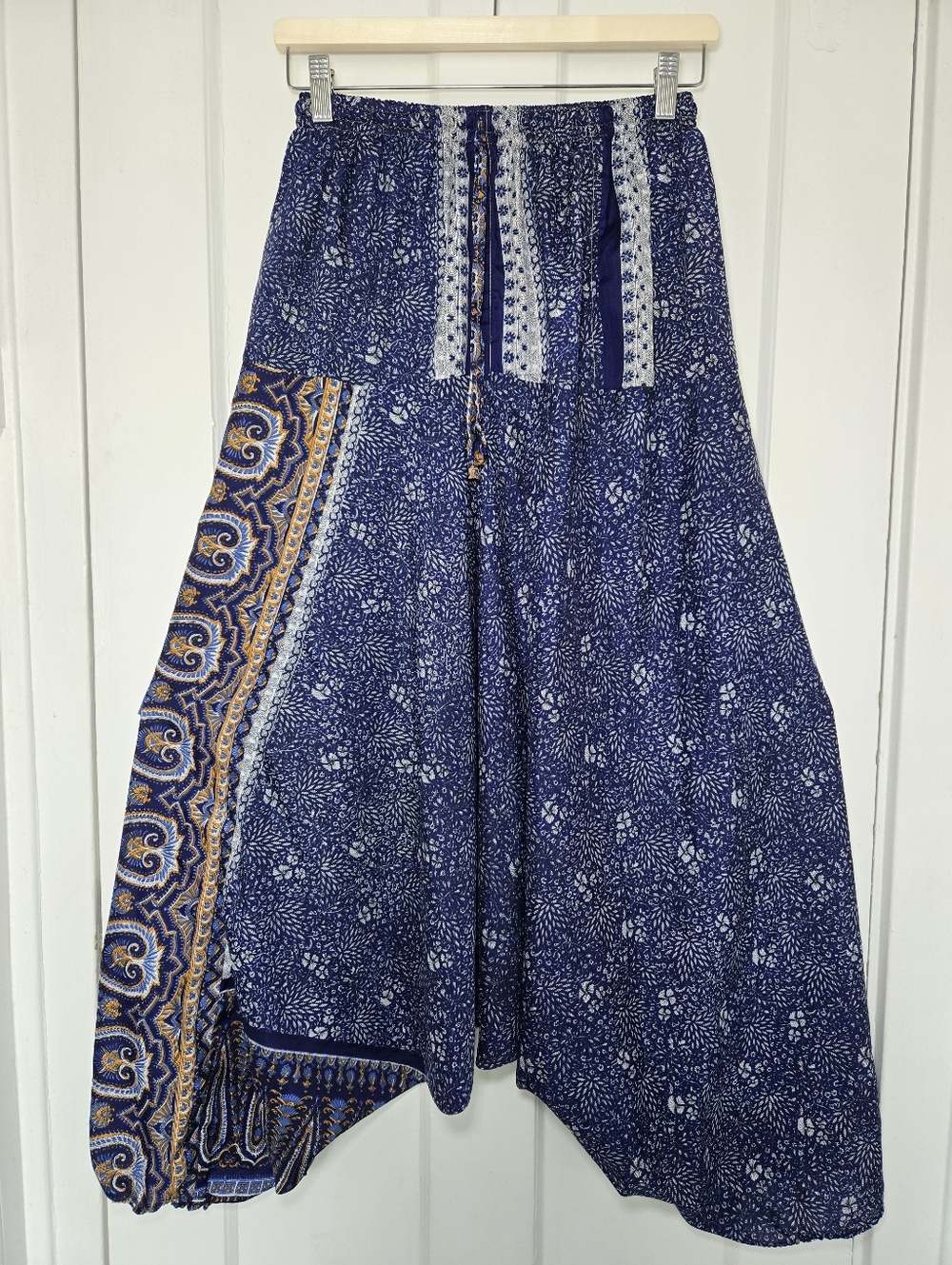 Women's 100% Silk‎ Harem Pants Size S Drop-Crotch Boho Genie Festival Hippie